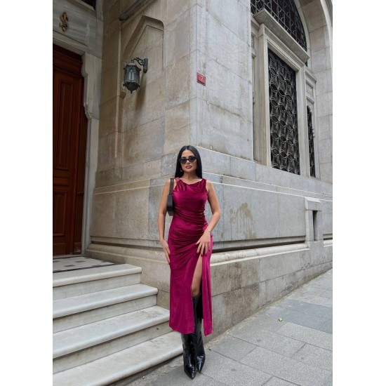 220041 burgundy DRESS