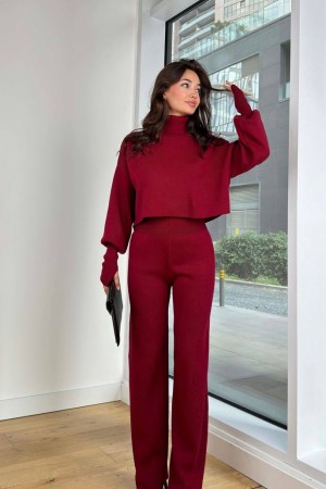 220069 burgundy Pants suit