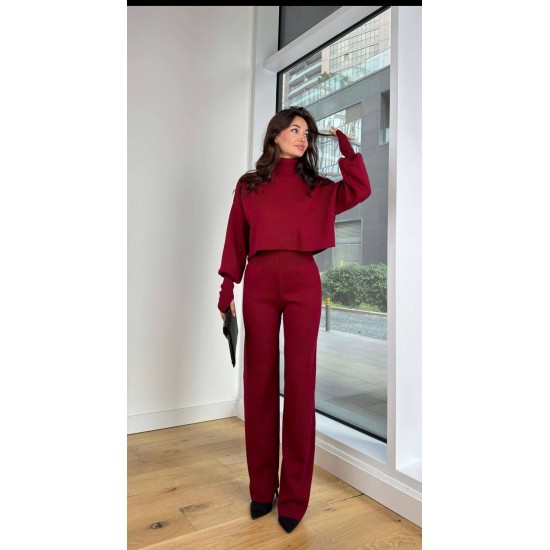 220069 burgundy Pants suit