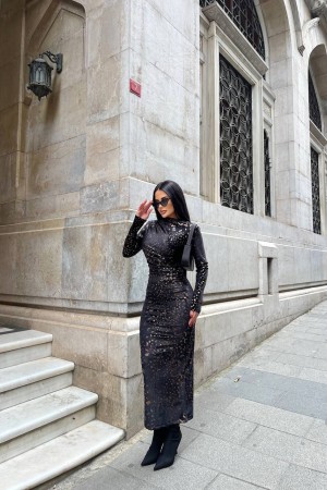 220071 TOPTAN SİYAH ELBİSE