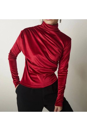 220101 TOPTAN BORDO BLUZ