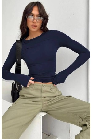 220107 Navy blue BLOUSE