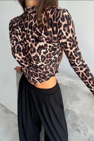 220158 TOPTAN LEOPAR BLUZ