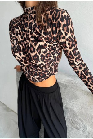 220158 TOPTAN LEOPAR BLUZ