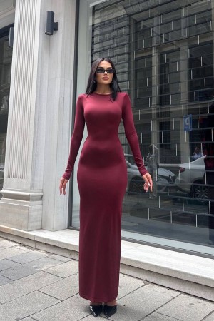 220183 burgundy DRESS