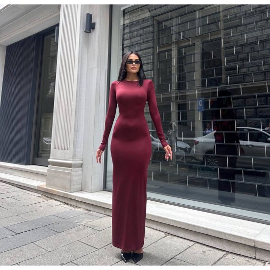 220183 burgundy DRESS