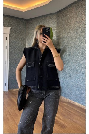 220189 TOPTAN SİYAH YELEK