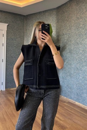 220189 TOPTAN SİYAH YELEK