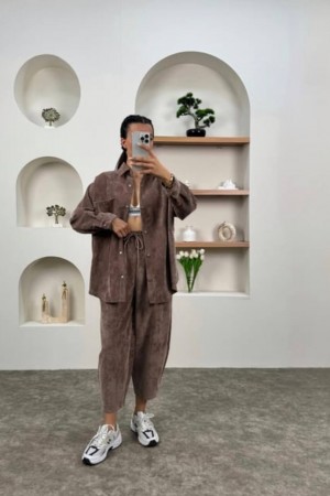 220205 coffee Pants suit