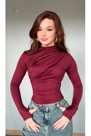 220263 TOPTAN BORDO BLUZ