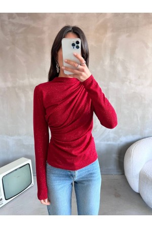 220289 TOPTAN KIRMIZI BLUZ