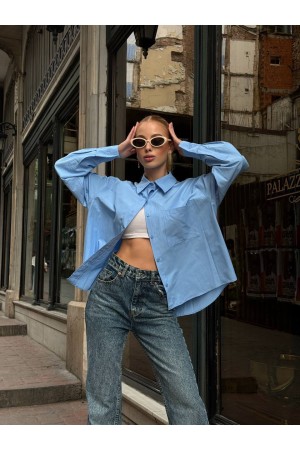 220303 TOPTAN BEBE MAVİ GÖMLEK