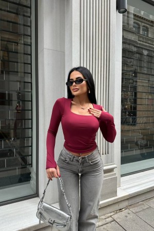 220334 TOPTAN BORDO BLUZ