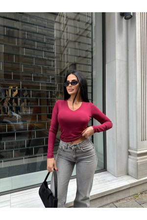 220340 TOPTAN BORDO BLUZ