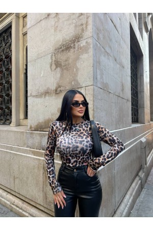 220354 TOPTAN LEOPAR BLUZ