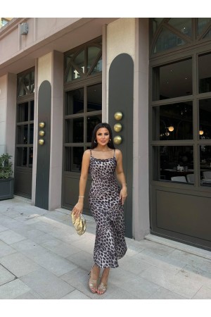220366 TOPTAN LEOPAR ELBİSE