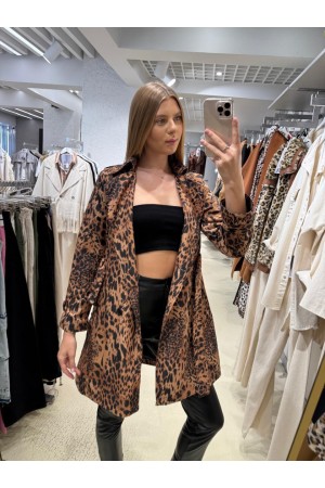 220384 leopard TRENCH COAT