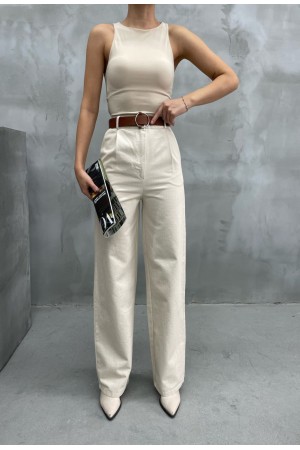 220387 beige TROUSERS