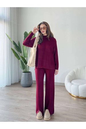 220433 burgundy Pants suit
