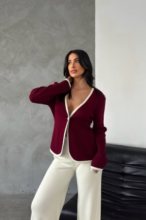 220443 TOPTAN BORDO PANTOLON TAKIM