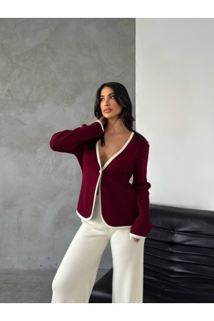 220443 TOPTAN BORDO PANTOLON TAKIM