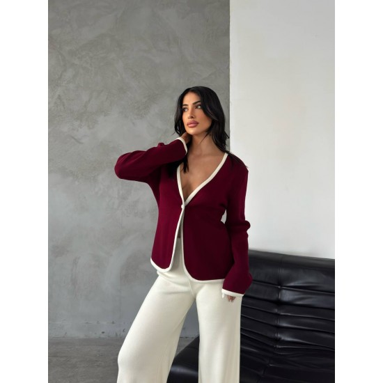 220443 TOPTAN BORDO PANTOLON TAKIM