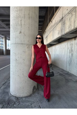 220458 TOPTAN BORDO PANTOLON TAKIM