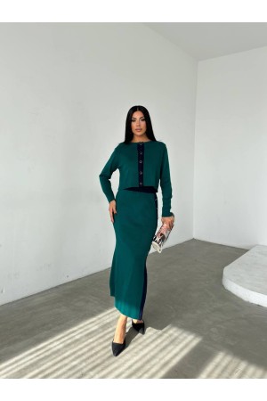 220473 TOPTAN ZÜMRÜT YEŞİL ETEK TAKIM