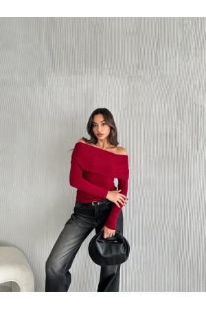 220497 TOPTAN KIRMIZI BLUZ