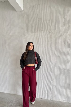 220523 burgundy TROUSERS