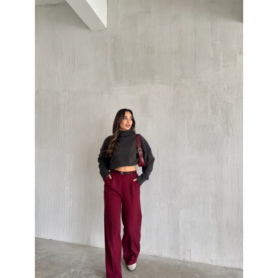 220523 burgundy TROUSERS