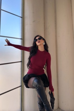 220540 TOPTAN BORDO BLUZ