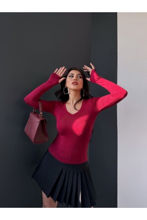 220562 TOPTAN BORDO BLUZ