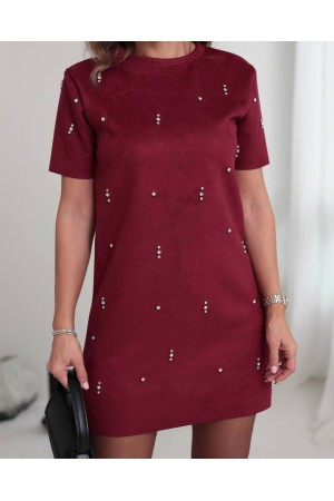 220707 TOPTAN BORDO ELBİSE