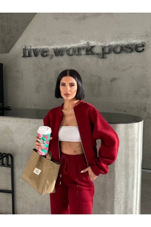 220738 TOPTAN BORDO EŞOFMAN TAKIM