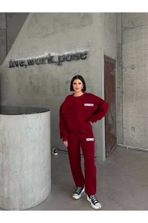 220743 TOPTAN BORDO EŞOFMAN TAKIM