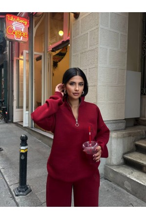 220744 TOPTAN BORDO EŞOFMAN TAKIM