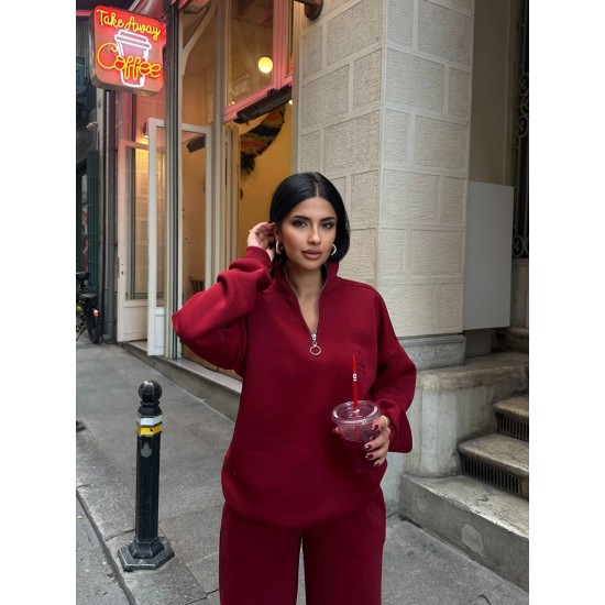 220744 TOPTAN BORDO EŞOFMAN TAKIM