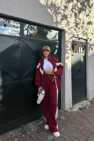 220761 TOPTAN BORDO EŞOFMAN TAKIM