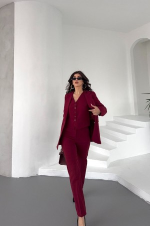 220848 TOPTAN BORDO PANTOLON TAKIM