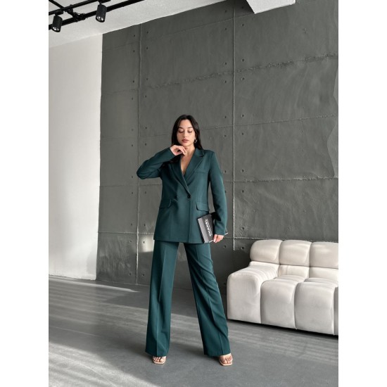 220873 TOPTAN ZÜMRÜT YEŞİL PANTOLON TAKIM