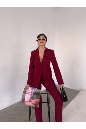 220886 burgundy Pants suit