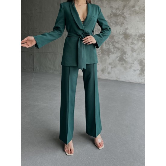220914 TOPTAN ZÜMRÜT YEŞİL PANTOLON TAKIM