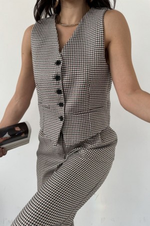 220940 plaid Pants suit