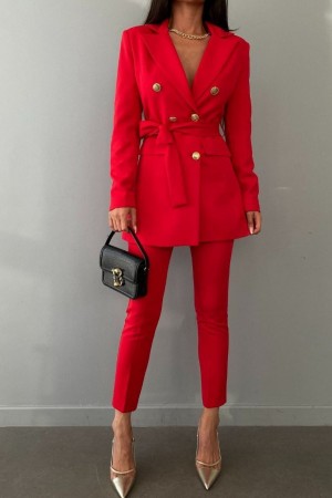 220946 red Pants suit