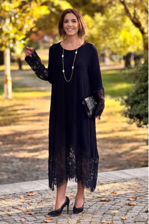 220965 TOPTAN SİYAH ELBİSE