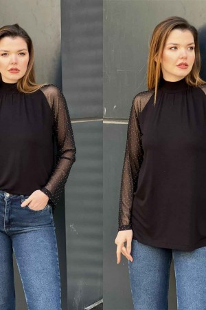 220987 TOPTAN SİYAH BLUZ