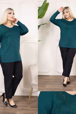 221064 TOPTAN ZÜMRÜT YEŞİL BLUZ