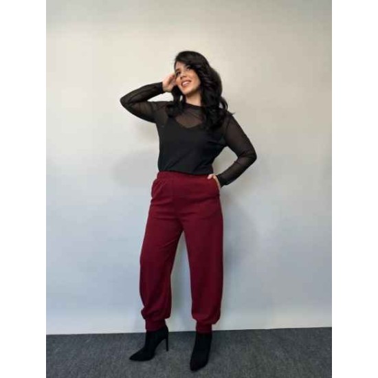 221111 TOPTAN BORDO PANTOLON