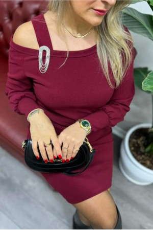 221114 burgundy DRESS